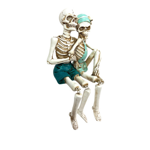 Skeleton Couple Shelf Sitter Figurine Aqua Resin Beach Gothic Decor 6 Inch Main image