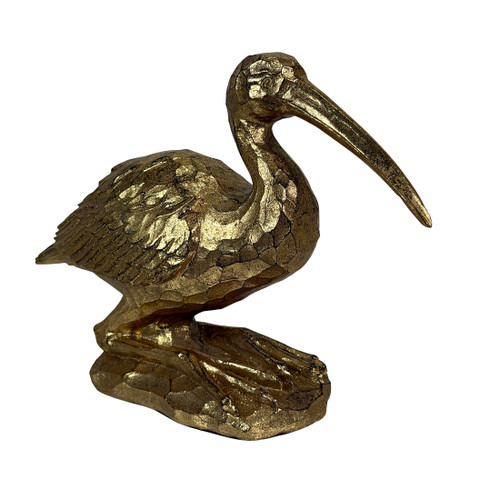 Gold Textured Resin Bird Decorative Statue with Integrated Base Indoor Decor Main image