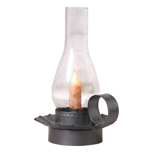 Smokey Black Metal Accent Light Chimney Candle Holder with Glass Globe Main image
