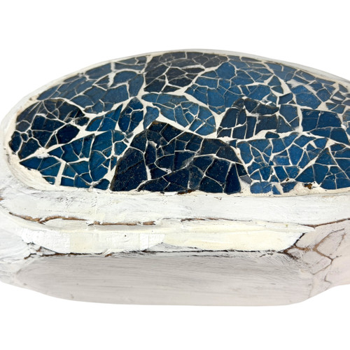 Coastal Pelican Decorative Statue Blue Mosaic Glass Wood 12.25 Inch Wide Additional image