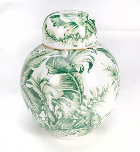 AAI Tropical Leaf Round Jar, Green Main image