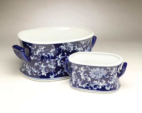 AA Importing 59941 Set Of 2 Blue & White Foot Baths Main image