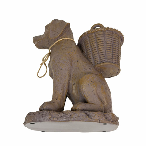 Sitting Dog Basket Planter Rustic Brown Magnesium Oxide 13 Inch Garden Statue Additional image