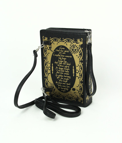Black and Gold Book of Spells Hard Clutch with Removable Strap Additional image