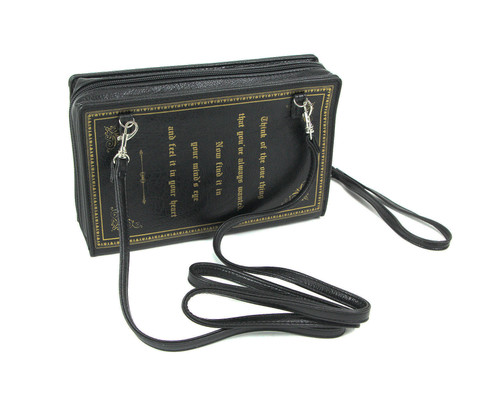 Black Vinyl Beauty and the Beast Book Handbag Novelty Clutch Purse Crossbody Bag Additional image
