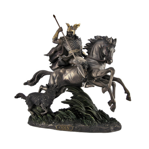 Bronzed Norse God Odin Riding Sleipner Statue Main image
