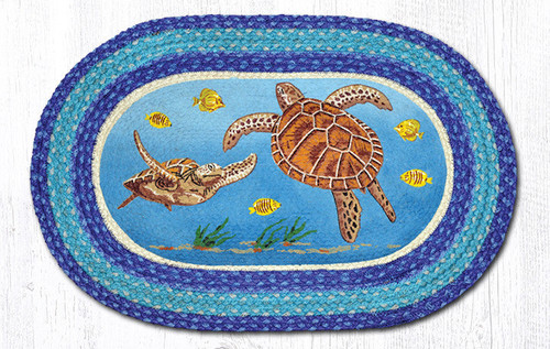 Earth Rugs OP-384 Sea Turtle Oval Patch 20" x 30" Main image