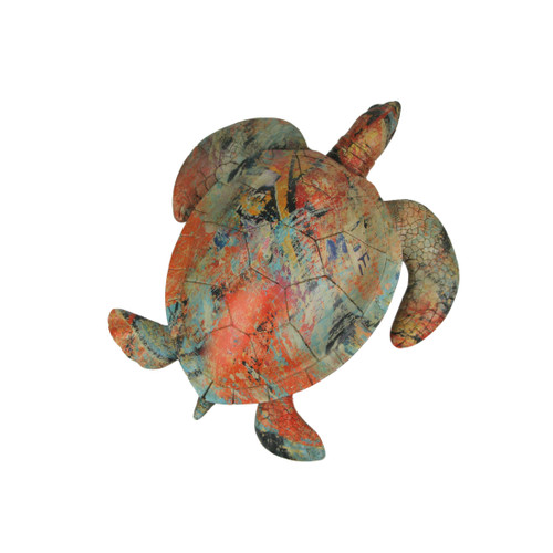 Multicolor Abstract Sea Turtle Statue – 12-Inch Ocean-Inspired Coastal Decor Main image