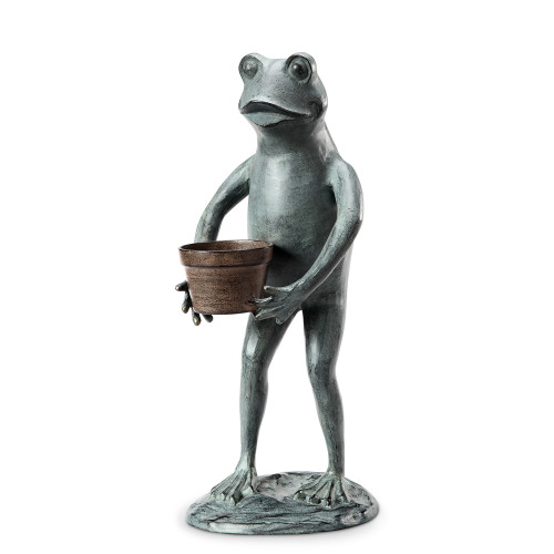 SPI Aluminum Helpful Garden Frog Planter Holder Main image