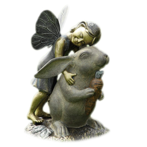 Adorable Fairy and Bunny Happiness Garden Statue Main image