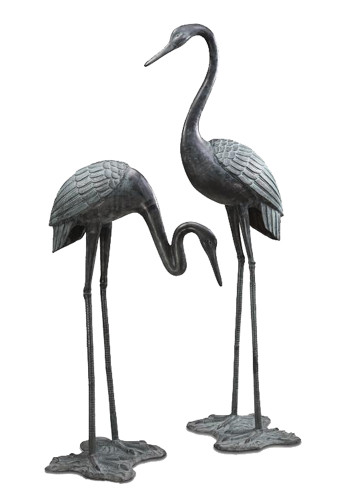 Large Garden Crane Pair Bird Statues Main image