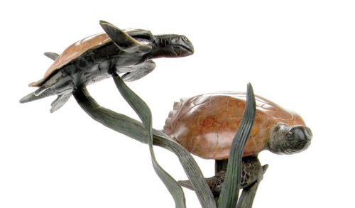 Double Turtle Tango Brass Sea Turtle Statue Additional image