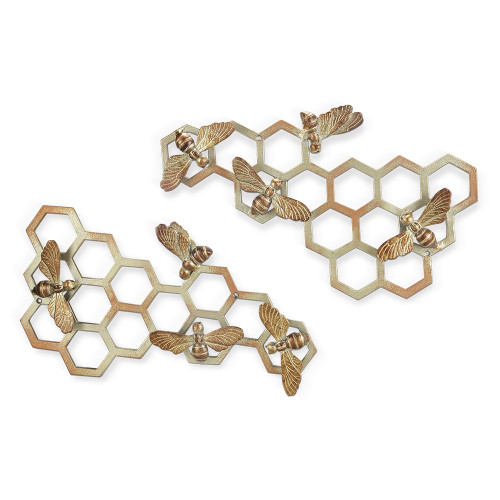 SPI Home Pair of Honeycomb and Bee Plaques 15.0" x 8.5" x 1.5" Additional image
