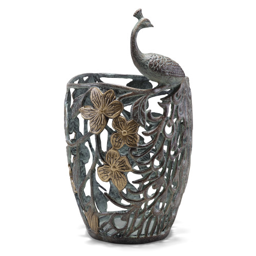 SPI Home Peacock and Leaves Candleholder 13.0" x 7.0" x 6.5" Main image