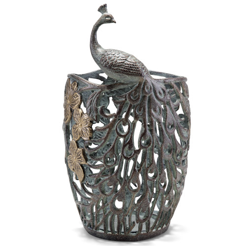 SPI Home Peacock and Leaves Candleholder 13.0" x 7.0" x 6.5" Additional image
