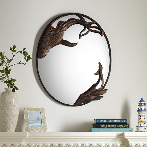 SPI Home Whale Oval Wall Mirror 26.0" x 21.5" x 1.0" Main image