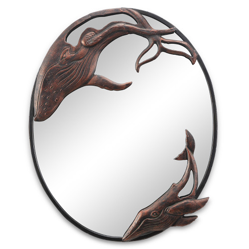 SPI Home Whale Oval Wall Mirror 26.0" x 21.5" x 1.0" Additional image