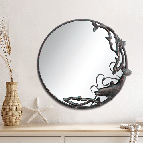 SPI Home Dolphin Trio Round Wall Mirror 22.0" x 22.0" x 2.0" Main image