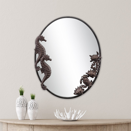 SPI Home Seahorse Sea Life Oval Mirror 26.0" x 21.5" x 1.0" Main image