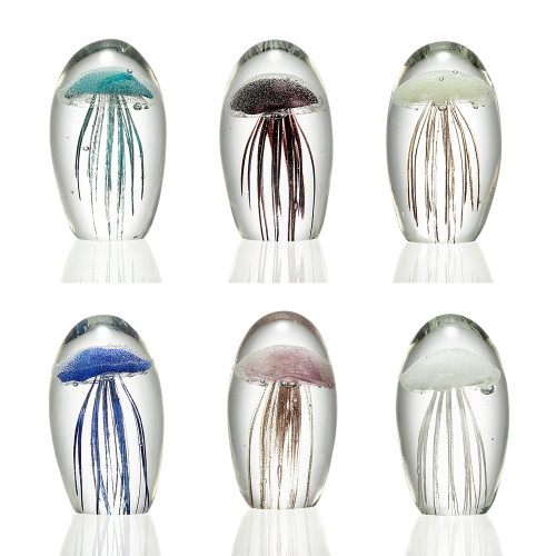 SPI Home Set of 6 Glass Jellyfish Figurines 3.5" x 2.0" x 2.0" Additional image
