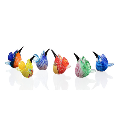 SPI Home Set of 6 Glass Hummingbird Figurines 4.5" x 5.0" x 3.5" Additional image