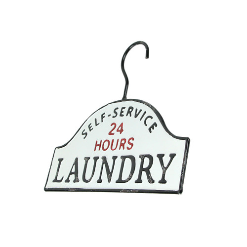 24 Hour Self Service Laundry Vintage Look Hand Painted Metal Sign Wall Hanging Additional image