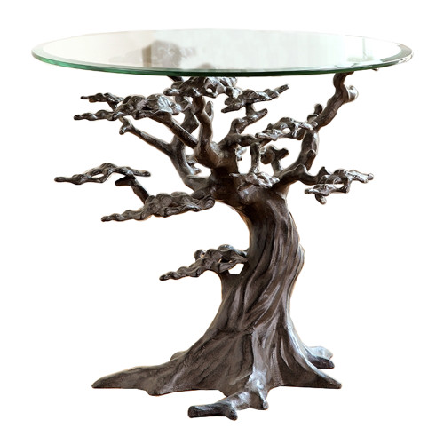 Cypress Tree Metal and Glass End Table Main image