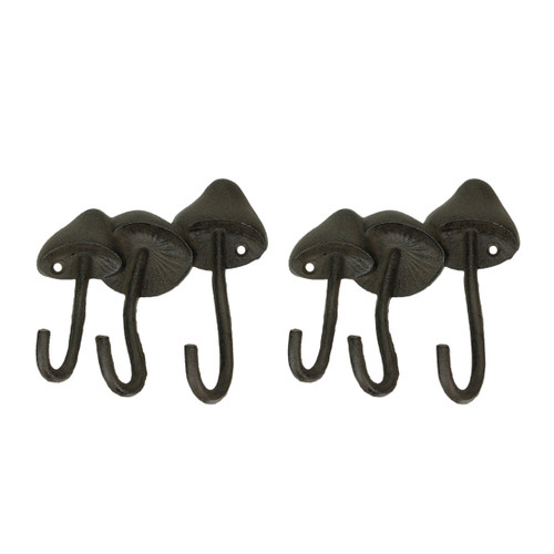 Set of 2 Cast Iron Mushroom Hook Racks - 6.25" High Main image