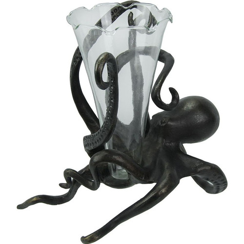 Antique Bronze Finish Fluted Octopus Bud Vase Main image