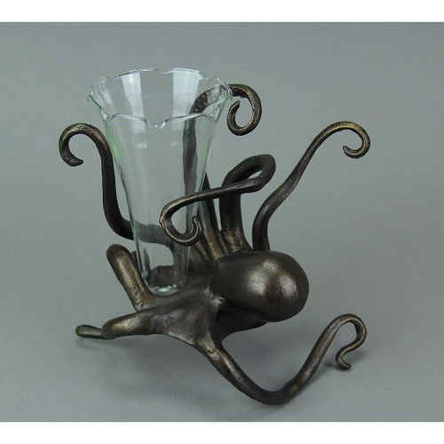 Antique Bronze Finish Fluted Octopus Bud Vase Additional image