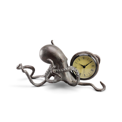 SPI Home Cast Aluminum Octopus Desk Clock 11 Inches Long Main image