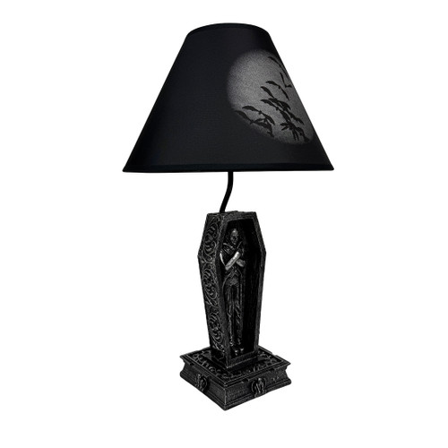 Vampire Coffin Table Lamp, 22 Inch Black Gothic Resin Main image