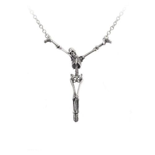 Alchemy Gothic Alter Orbis Hanging Skeleton Pendant Necklace Main image