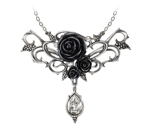 Alchemy Gothic Bacchanal Rose Crystal Drop Pendant Necklace Main image