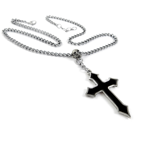 Alchemy Gothic Black Enamel Osbourne`s Cross Necklace Additional image