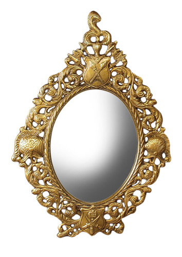 16 Inch Shield Design Brass Table Top Mirror Main image