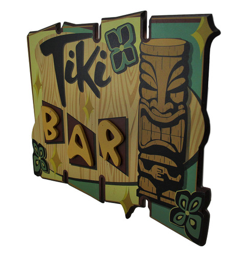 Scratch & Dent Tropical Island Tiki Bar Sign Wooden Wall Hanging Additional image