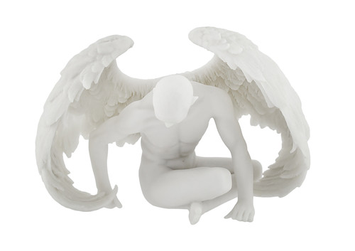 Nude Winged Male Angel Sitting Marble Finish Statue Main image