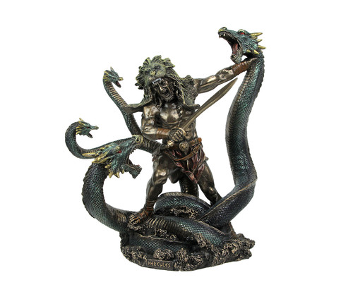 Bronze Finished Hercules Battling Hydra Statue Labors of Heracles Main image