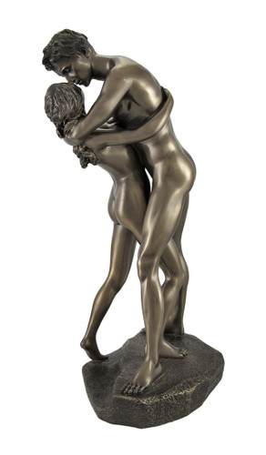 Bronzed Nude Lovers in a Passionate Embrace Sharing a Kiss Statue Additional image
