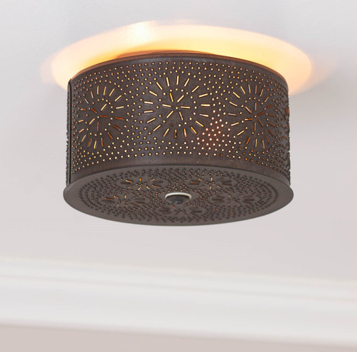 Irvin's Tinware 2-Light Flush Mount Ceiling Light in Kettle Black - 12" Diameter Additional image