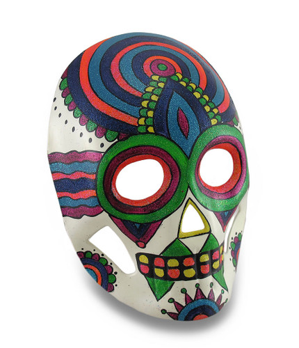 Colorful Sparkling Rainbow Striped DOD Sugar Skull Style Mask Main image
