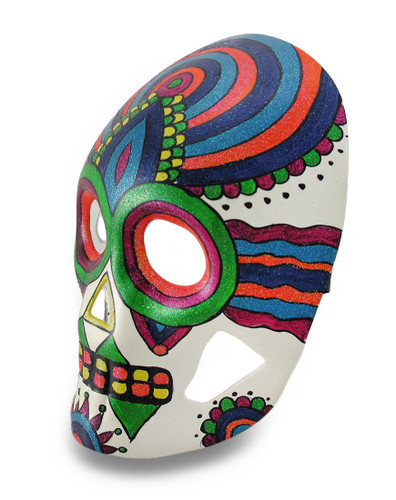 Colorful Sparkling Rainbow Striped DOD Sugar Skull Style Mask Additional image