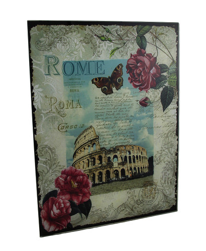 Decorative Rome Colosseum Floral Glass Wall Hanging Main image