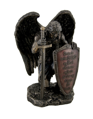 Praise Be to the Lord My Rock Kneeling Warrior Angel Statue Main image