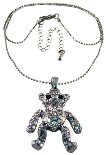 Rhinestone Encrusted Teddy Bear Pendant / Necklace AB Main image