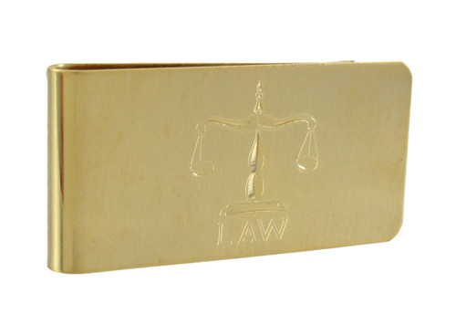 Gold Plated Etched Law Scales Money Clip Main image