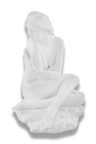 Artistic Nude Woman on Rock Glossy White Statue Erotic Art Main image