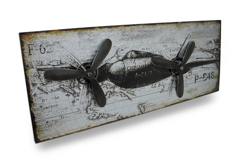 Scratch & Dent Military Style Airplane Metal Wall Panel w/Rotating Propellers Main image