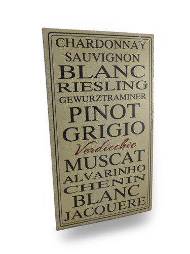 Scratch & Dent White Wine Varieties Vintage Finish Metal Wall Plaque Main image